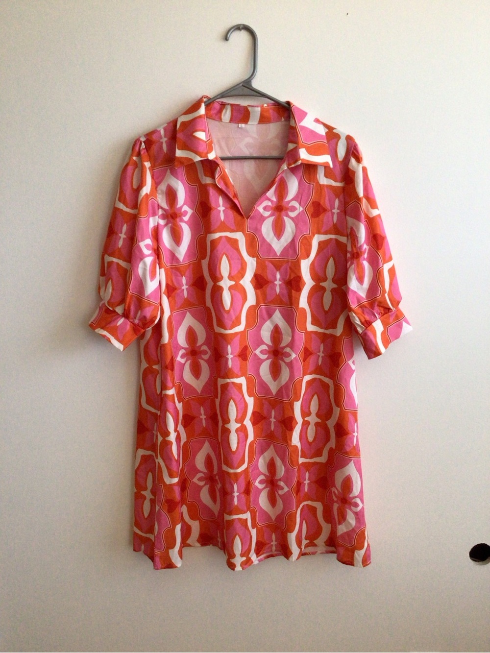 Vibrant Pink & Orange Patterned Women’s Tunic Top Moo Moo
